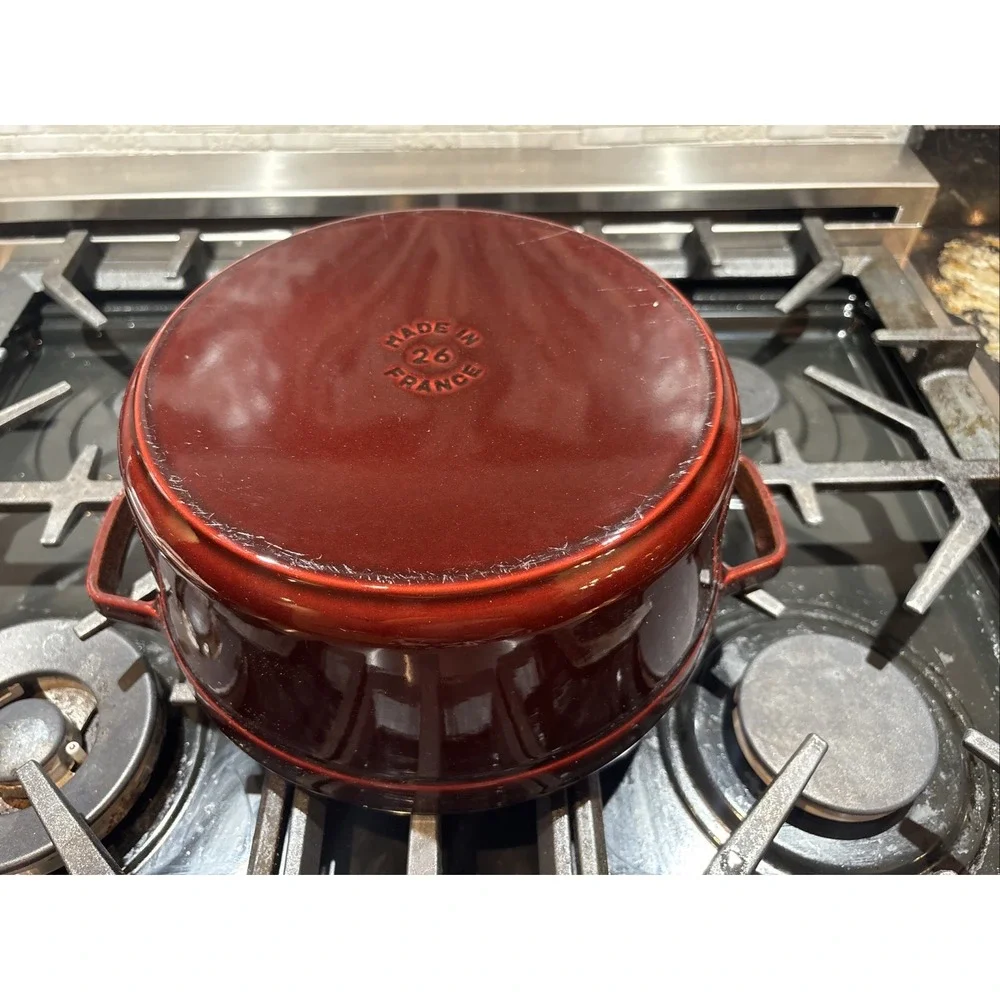Staub Cast Iron 5.5 qt, Round, Dutch Oven, Grenadine - Read